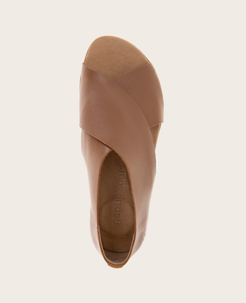 GENTLE SOULS - Leslie X Band Leather Tread Sole Sandal Luggage Leather