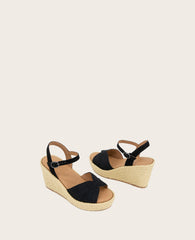 GENTLE SOULS - Nola Fabric Espadrille Wedge Black Fabric