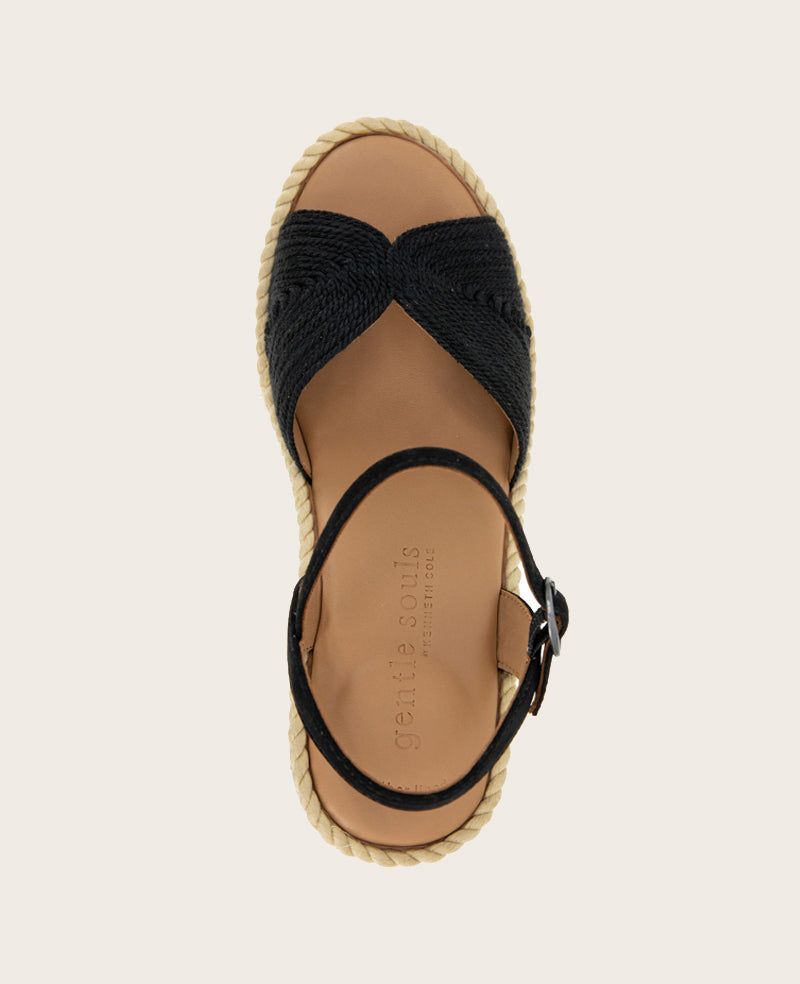 GENTLE SOULS - Nola Fabric Espadrille Wedge Black Fabric