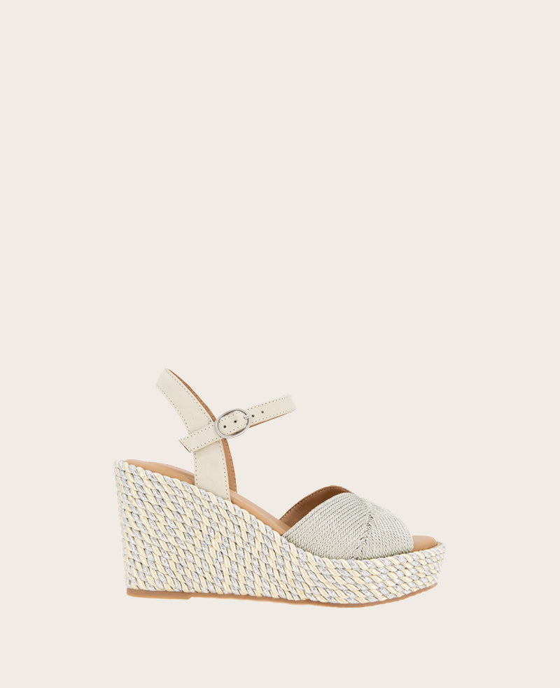 GENTLE SOULS - Nola Fabric Espadrille Wedge Stone Fabric