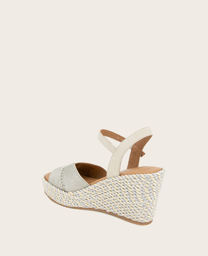 GENTLE SOULS - Nola Fabric Espadrille Wedge Stone Fabric