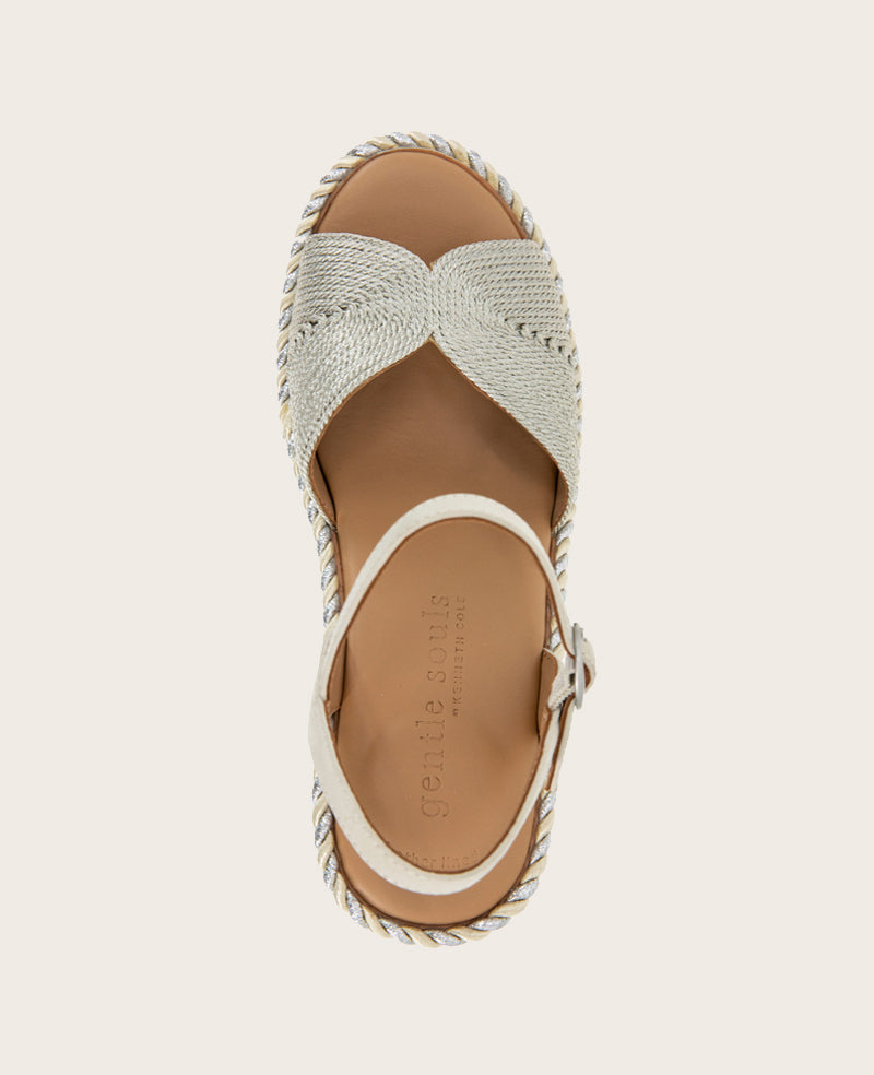 GENTLE SOULS - Nola Fabric Espadrille Wedge Stone Fabric