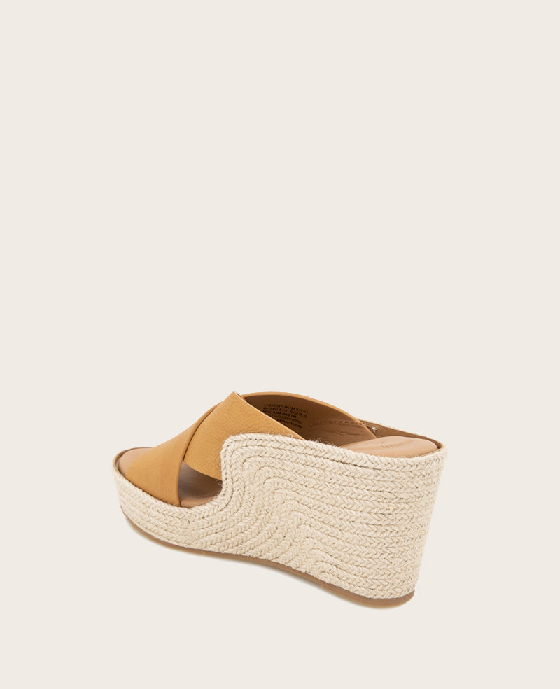 GENTLE SOULS - Porto Leather X Band Espadrille Wedge Tan Leather