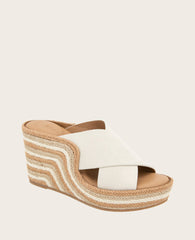 GENTLE SOULS - Porto Nubuck X Band Espadrille Wedge Stone Nubuck