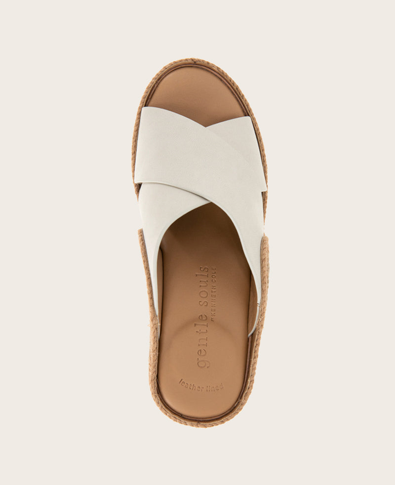 GENTLE SOULS - Porto Nubuck X Band Espadrille Wedge Stone Nubuck