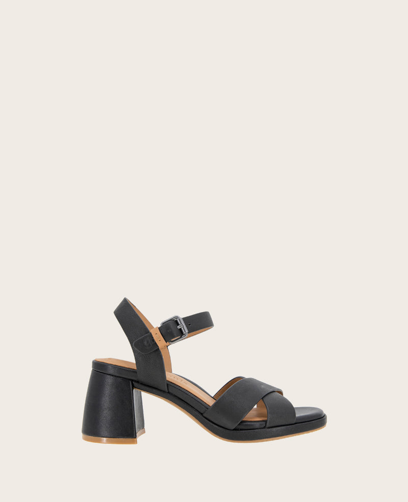 GENTLE SOULS - Rimini Leather X Heel Sandal Black Leather