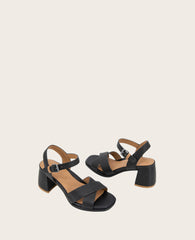 GENTLE SOULS - Rimini Leather X Heel Sandal Black Leather