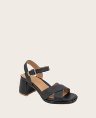 GENTLE SOULS - Rimini Leather X Heel Sandal Black Leather