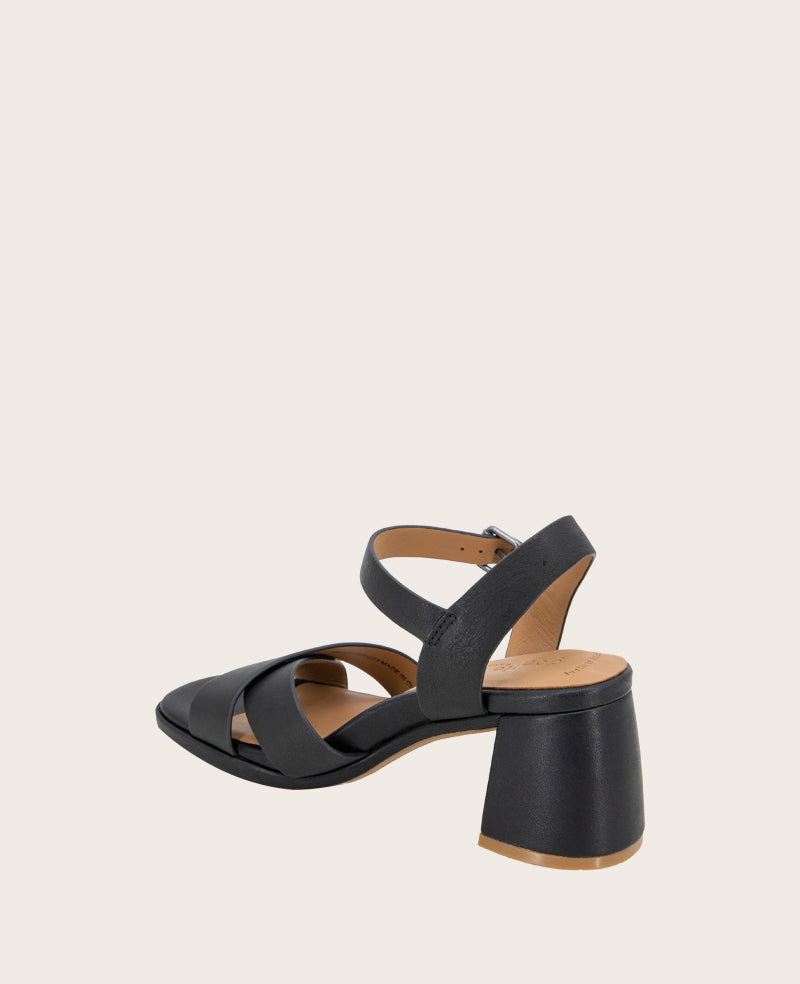 GENTLE SOULS - Rimini Leather X Heel Sandal Black Leather