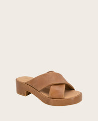 GENTLE SOULS - River Leather X Band Platform Sandal Luggage Leather