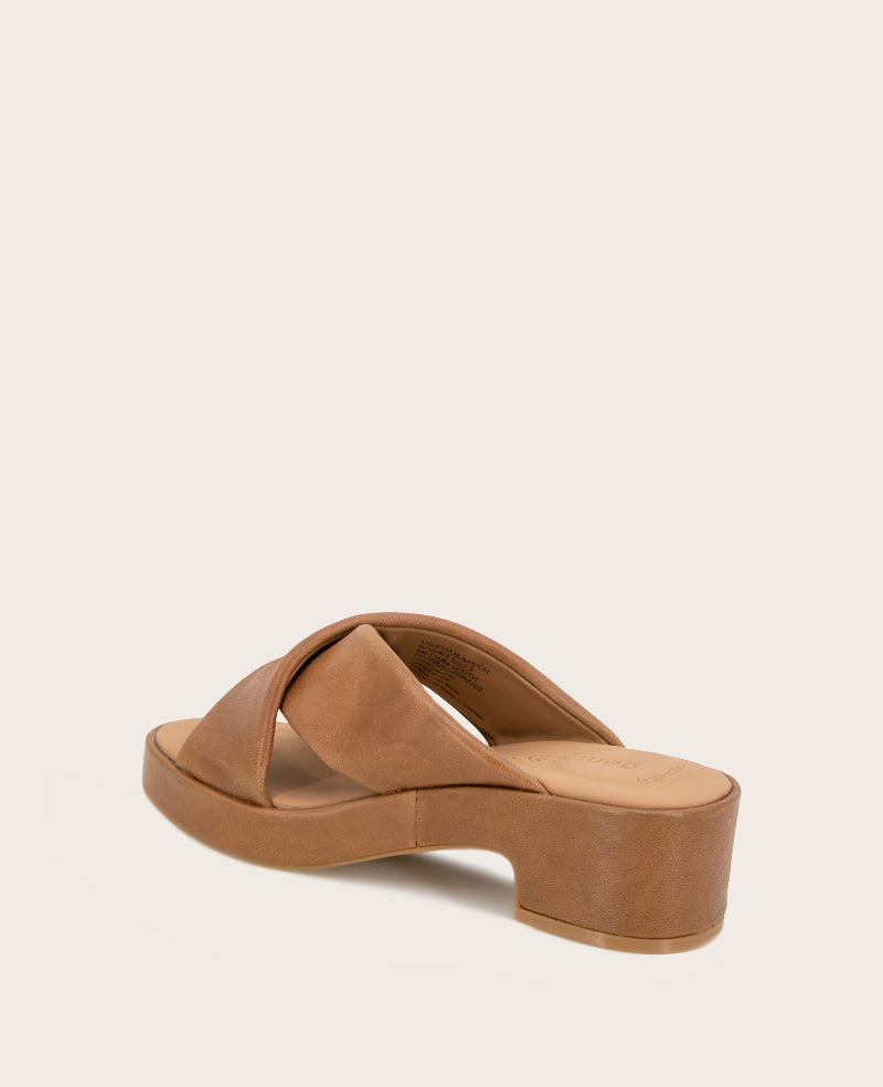 GENTLE SOULS - River Leather X Band Platform Sandal Luggage Leather