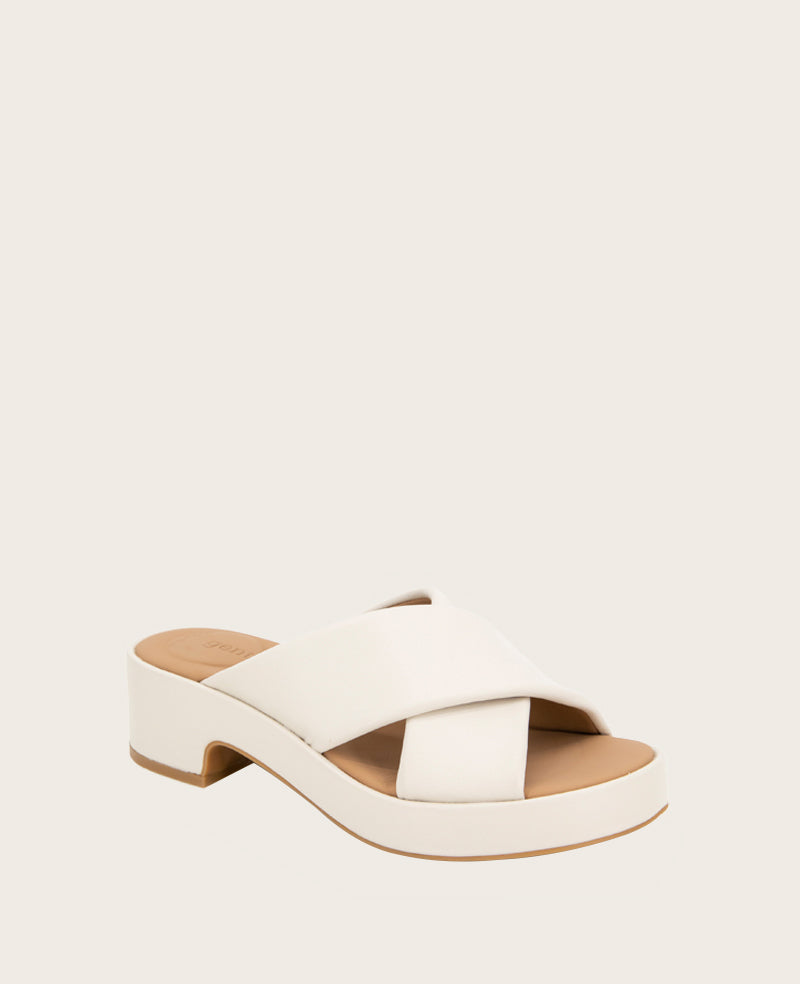 GENTLE SOULS - River Leather X Band Platform Sandal Stone Leather