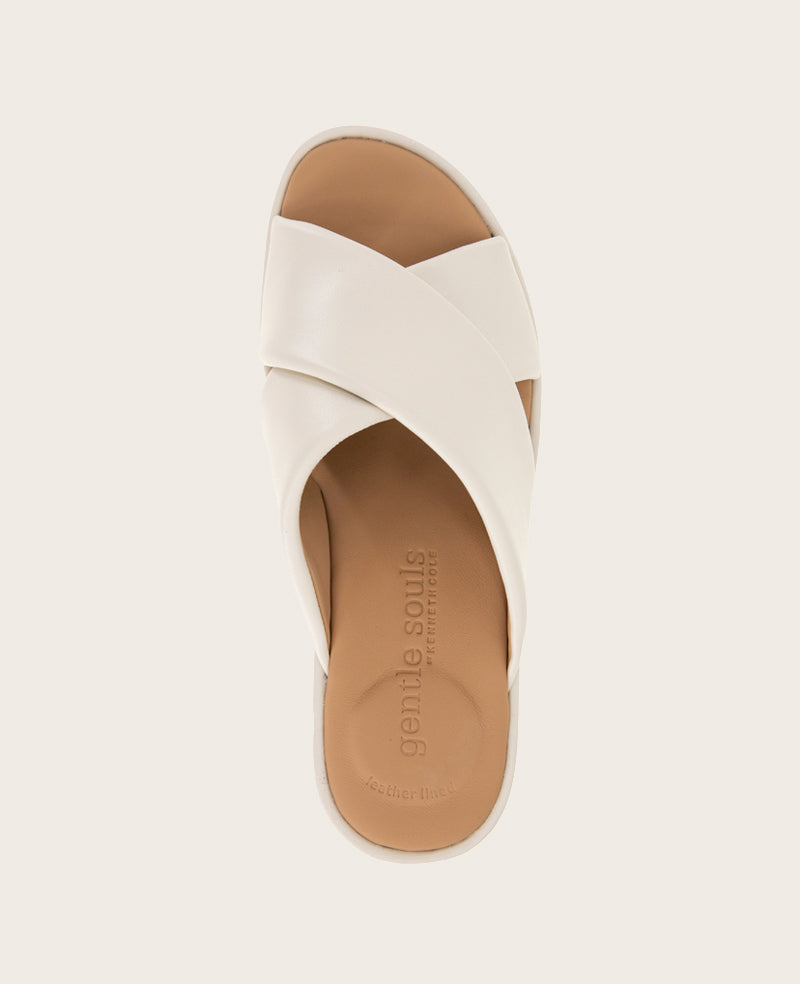 GENTLE SOULS - River Leather X Band Platform Sandal Stone Leather