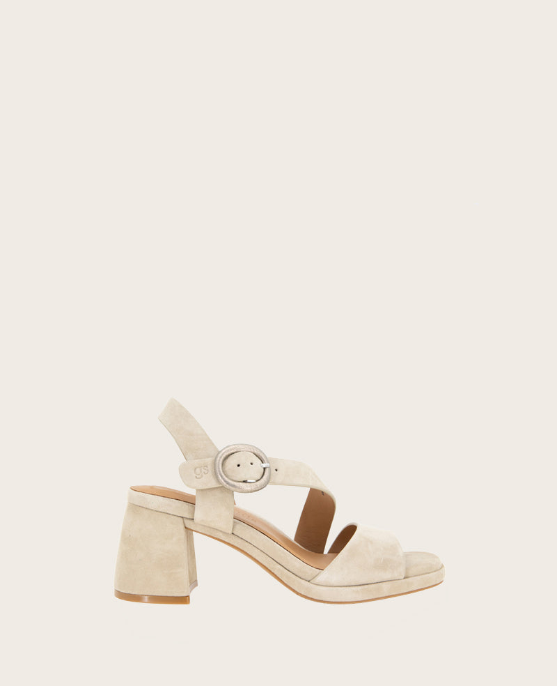 GENTLE SOULS - Roma Suede Heel Sandal Light Taupe Suede