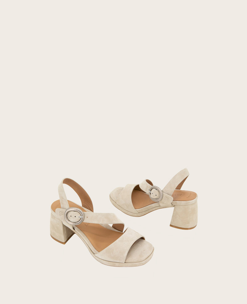 GENTLE SOULS - Roma Suede Heel Sandal Light Taupe Suede