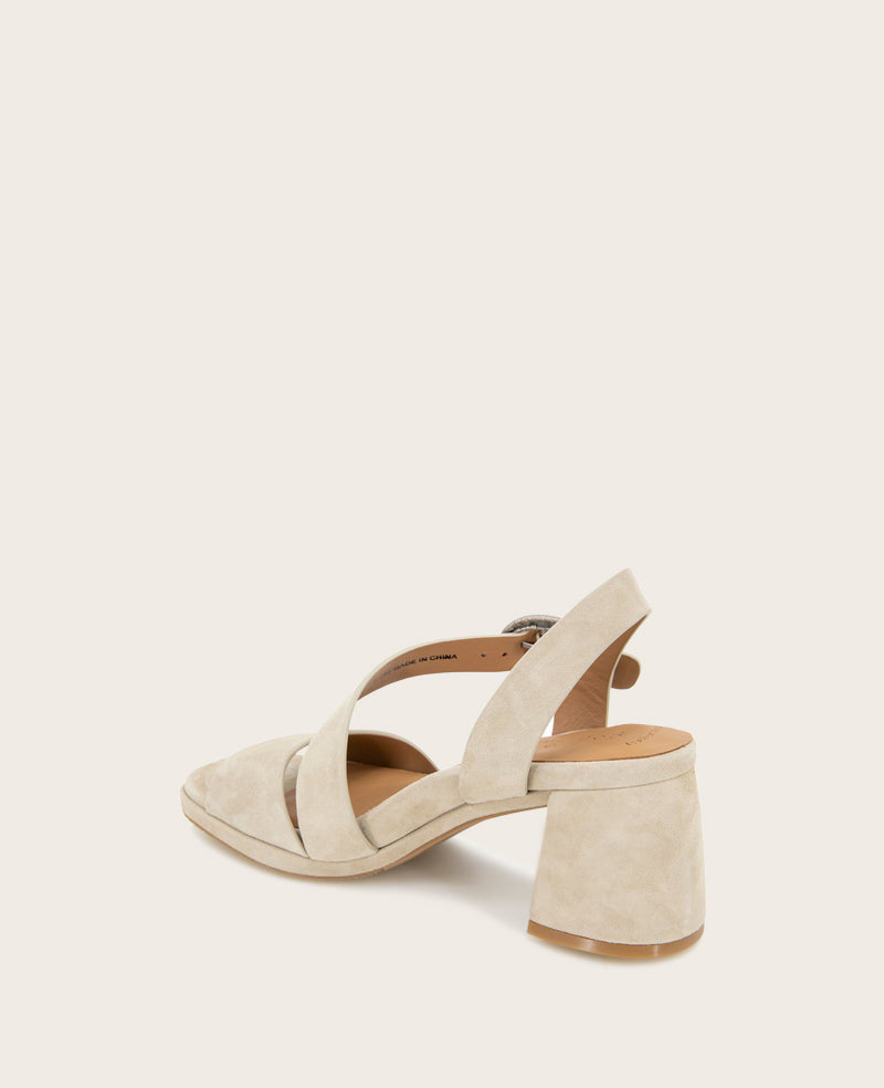 GENTLE SOULS - Roma Suede Heel Sandal Light Taupe Suede