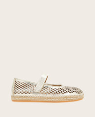 GENTLE SOULS - Sienna Metallic Fish Net Mary Jane Espadrille Soft Gold Leather
