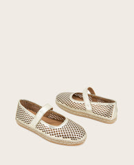 GENTLE SOULS - Sienna Metallic Fish Net Mary Jane Espadrille Soft Gold Leather