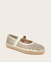 GENTLE SOULS - Sienna Metallic Fish Net Mary Jane Espadrille Soft Gold Leather