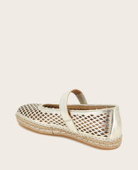 GENTLE SOULS - Sienna Metallic Fish Net Mary Jane Espadrille Soft Gold Leather