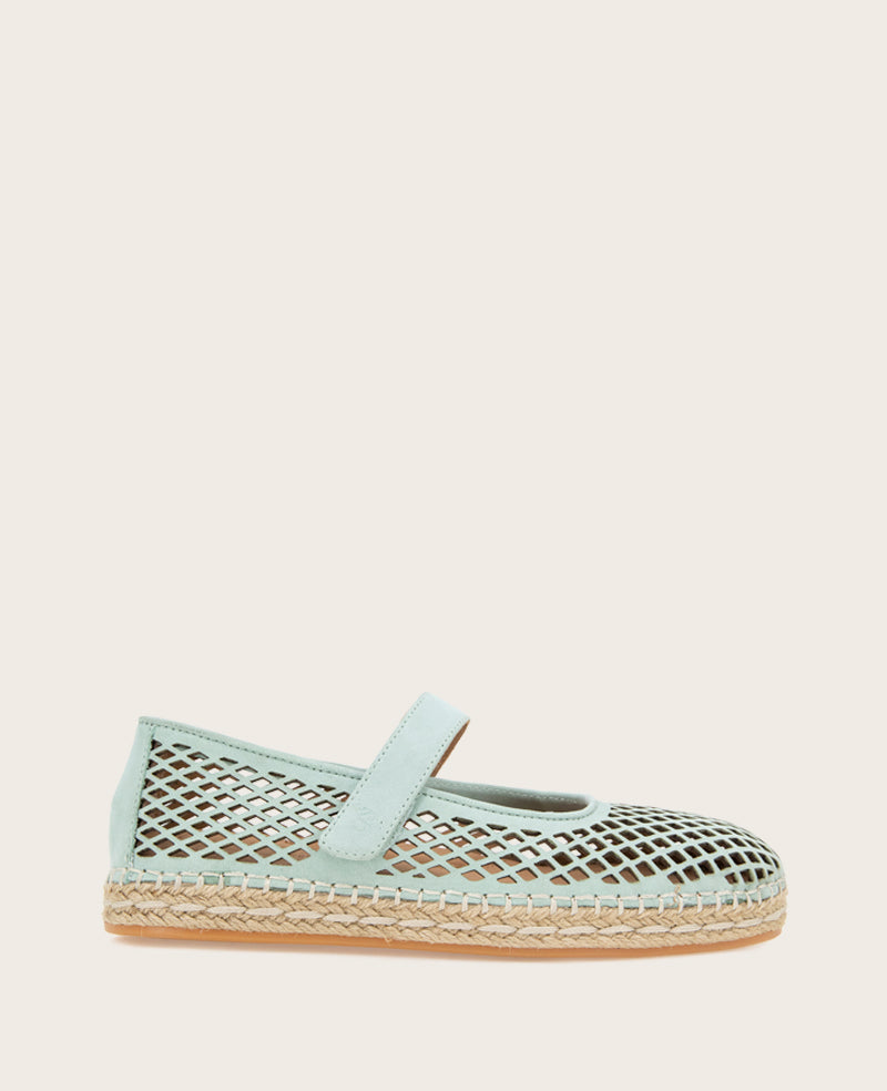 GENTLE SOULS - Sienna Fish Net Mary Jane Espadrille Sage Nubuck