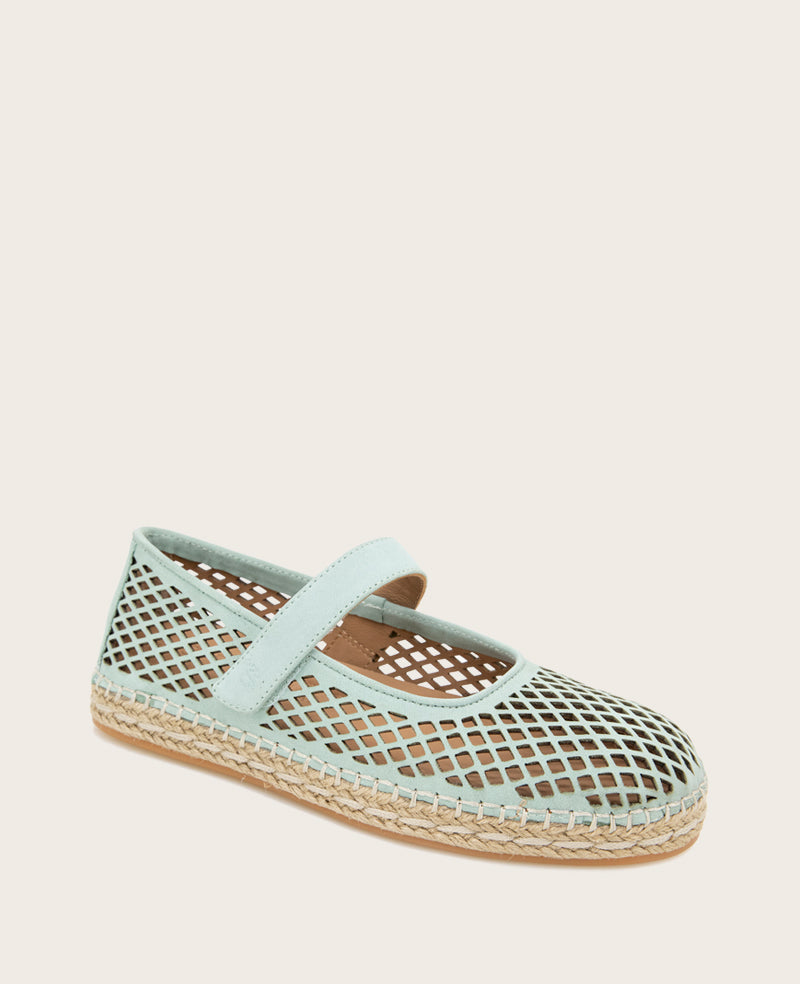 GENTLE SOULS - Sienna Fish Net Mary Jane Espadrille Sage Nubuck