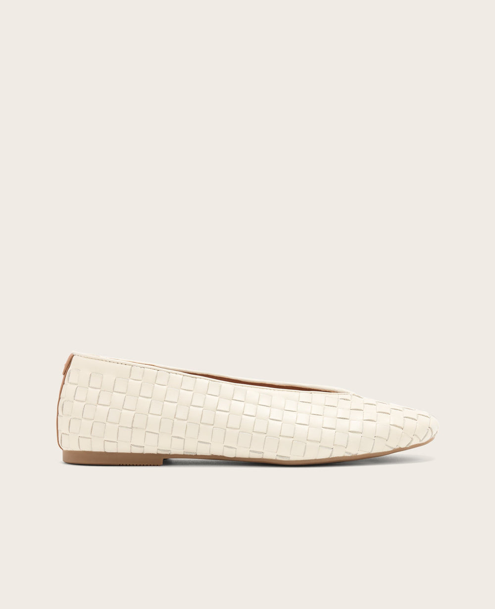 GENTLE SOULS - Willow Woven Leather Flat Stone Leather