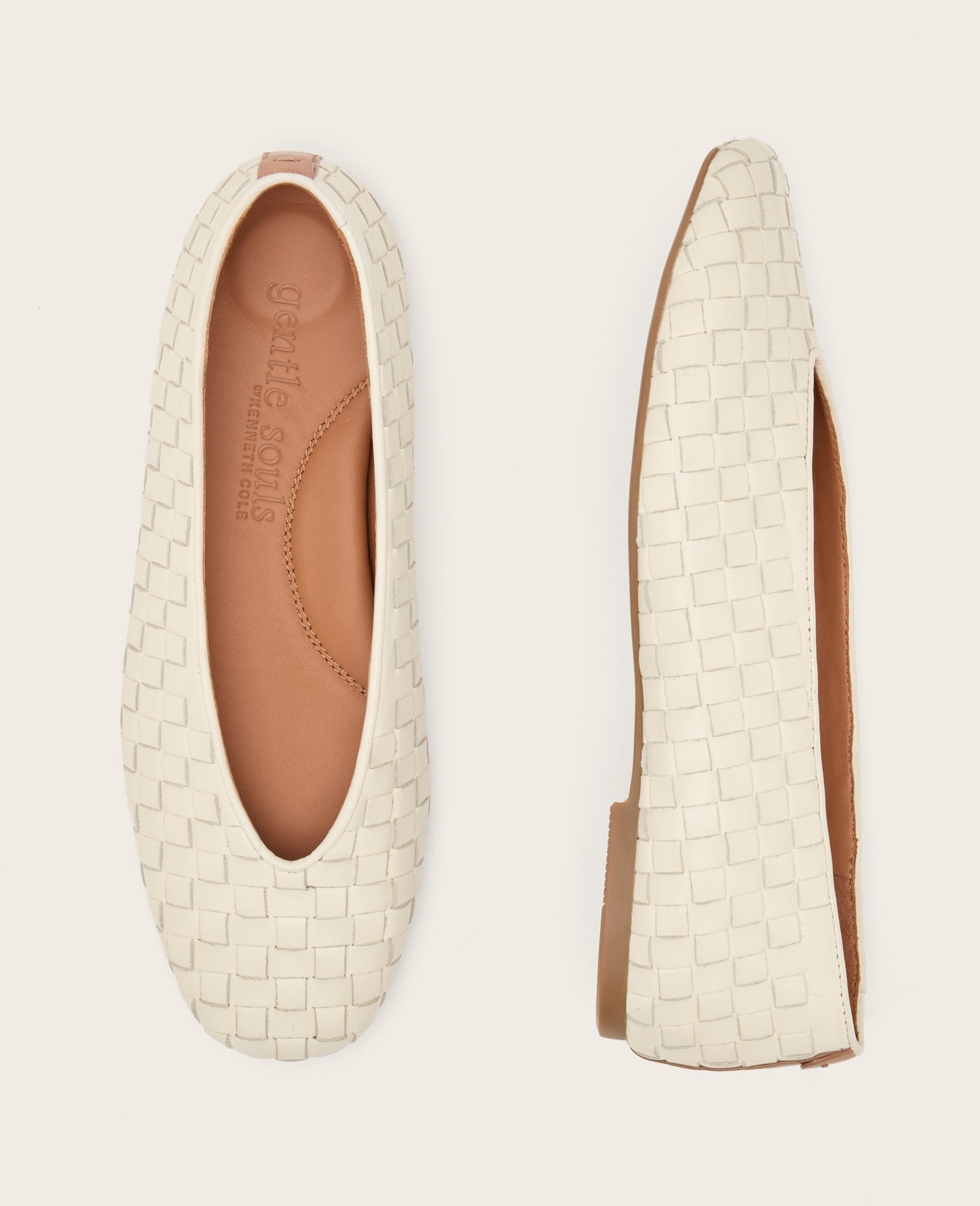 GENTLE SOULS - Willow Woven Leather Flat Stone Leather
