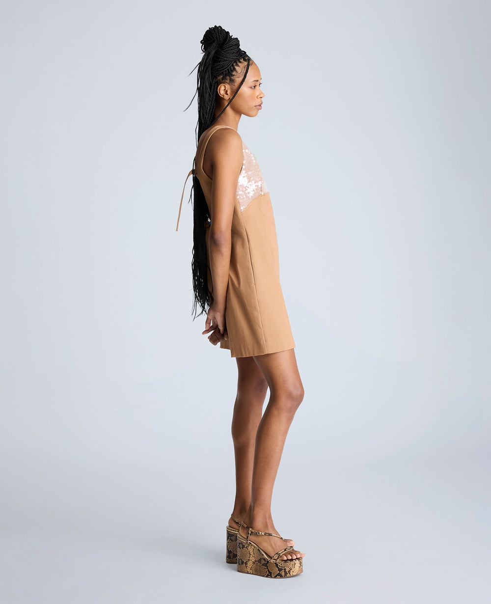 Open Back Strap Shift Dress Dk Honey