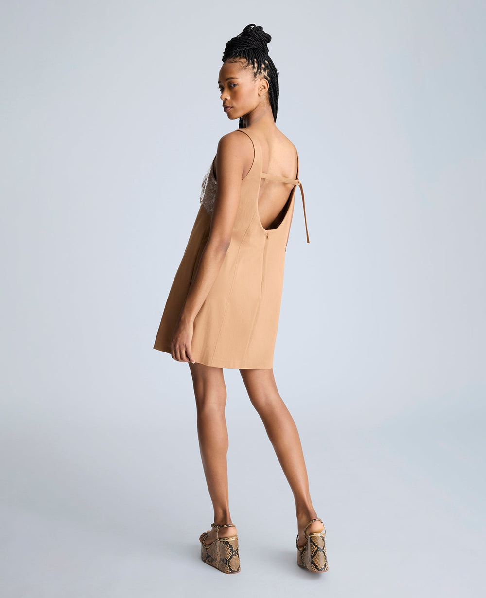 Open Back Strap Shift Dress Dk Honey