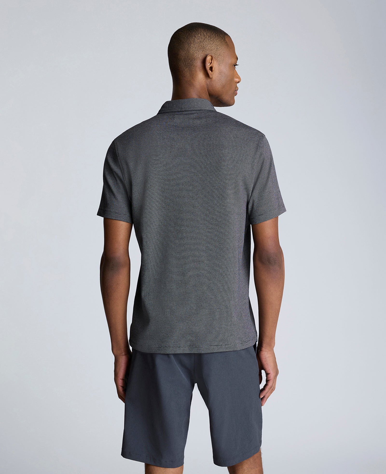 Knit Two-Toned Button Polo Black