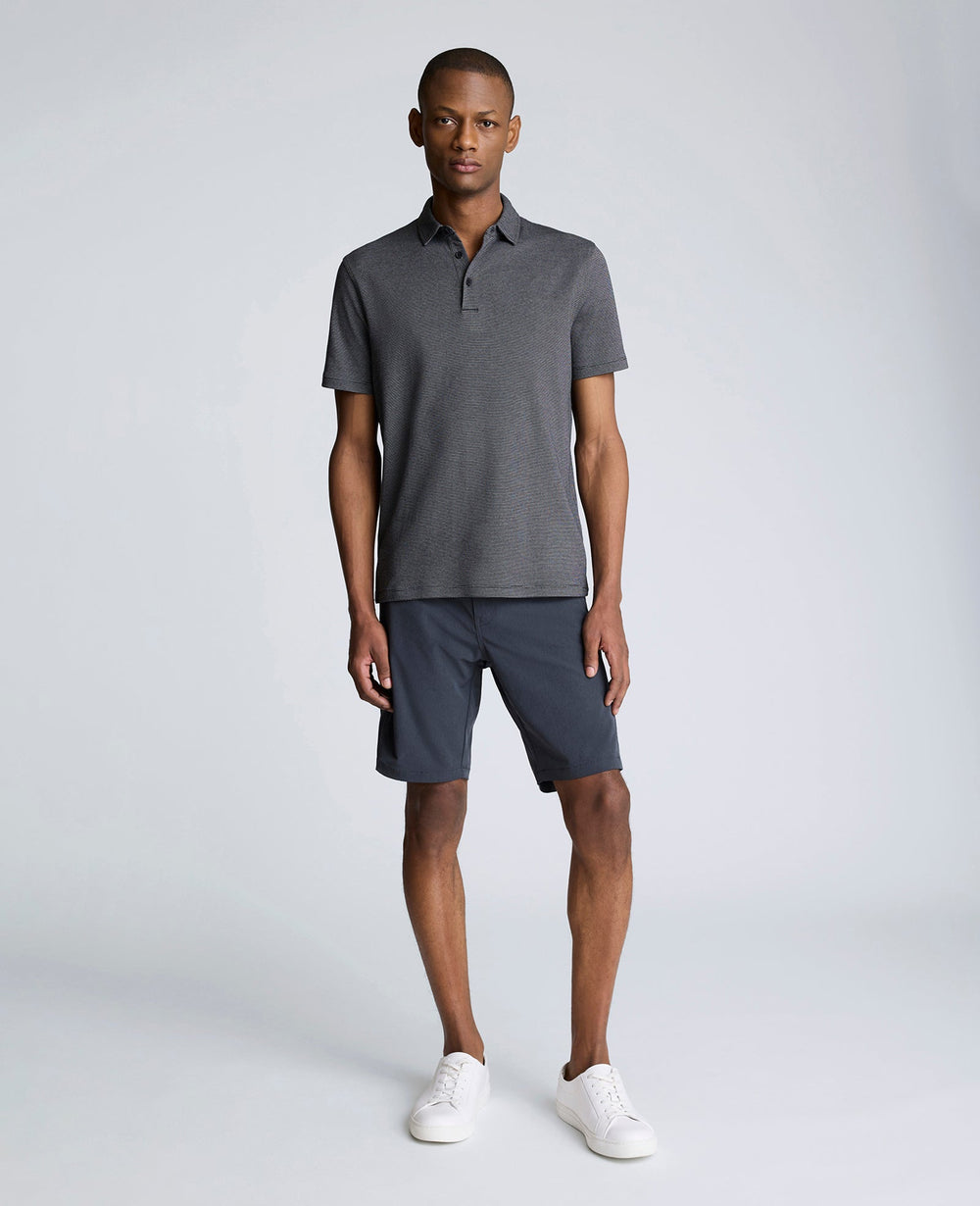 Knit Two-Toned Button Polo Black