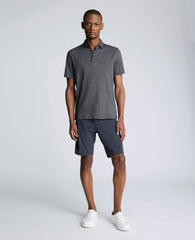 Knit Two-Toned Button Polo Black