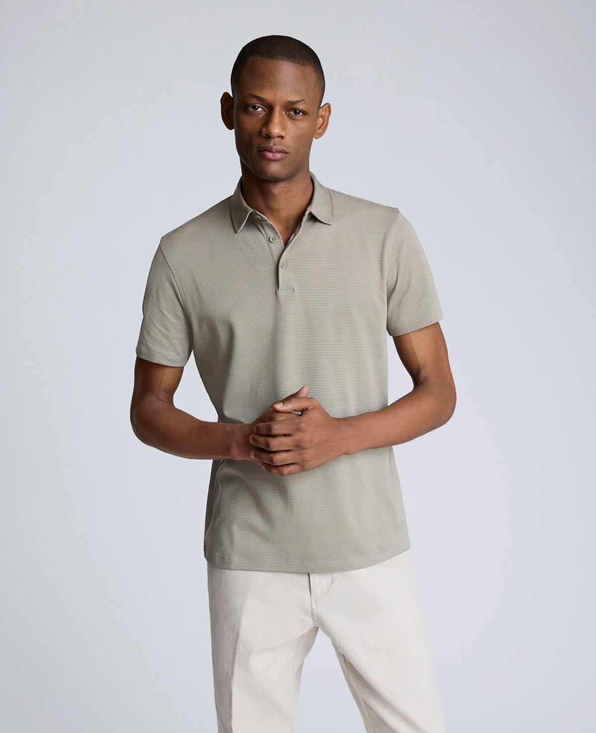 Knit Two-Toned Button Polo Sage