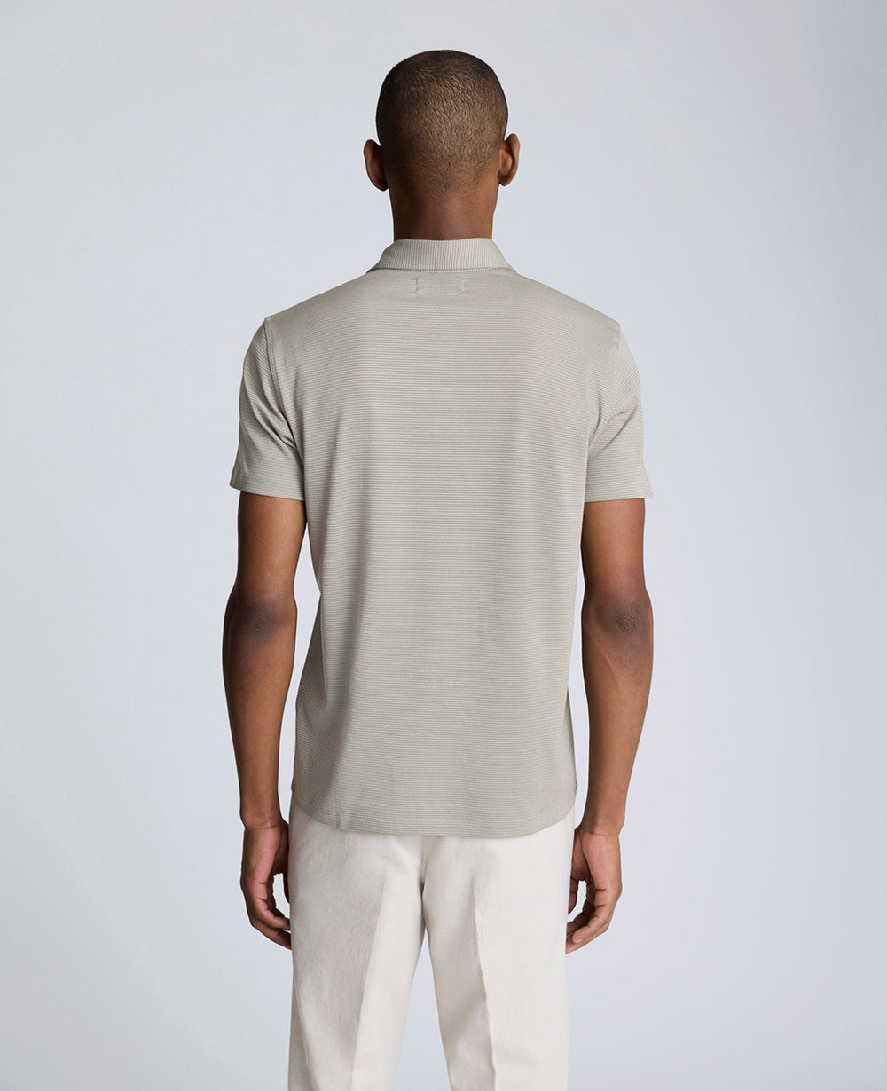 Knit Two-Toned Button Polo Sage