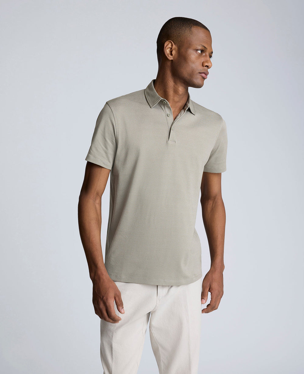 Knit Two-Toned Button Polo Sage