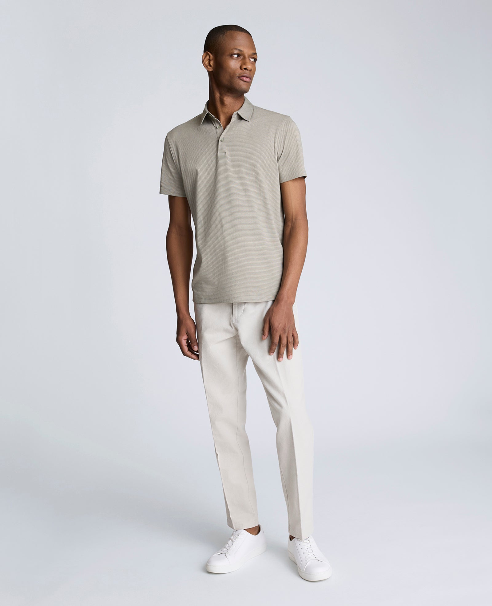 Knit Two-Toned Button Polo Sage