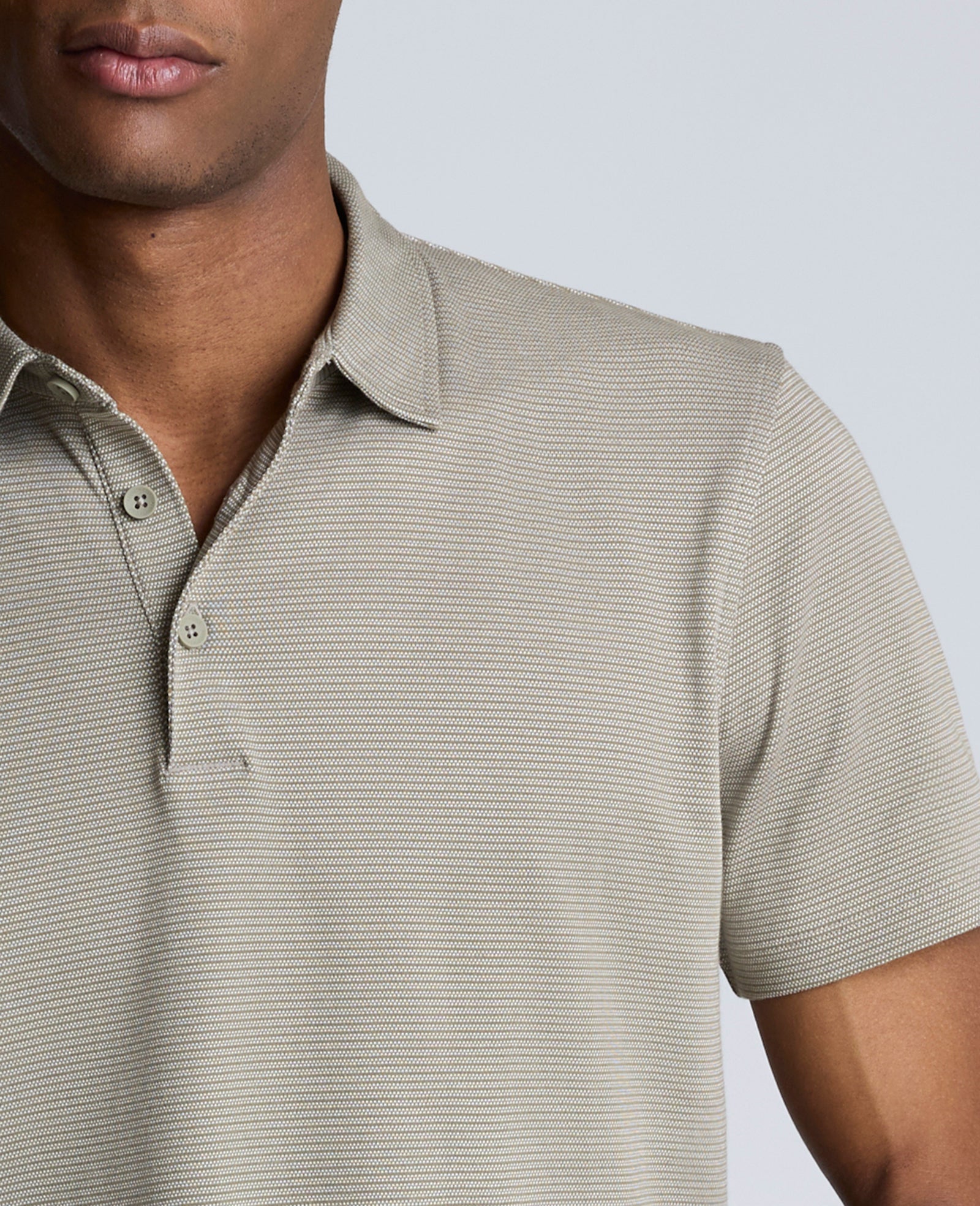 Knit Two-Toned Button Polo Sage