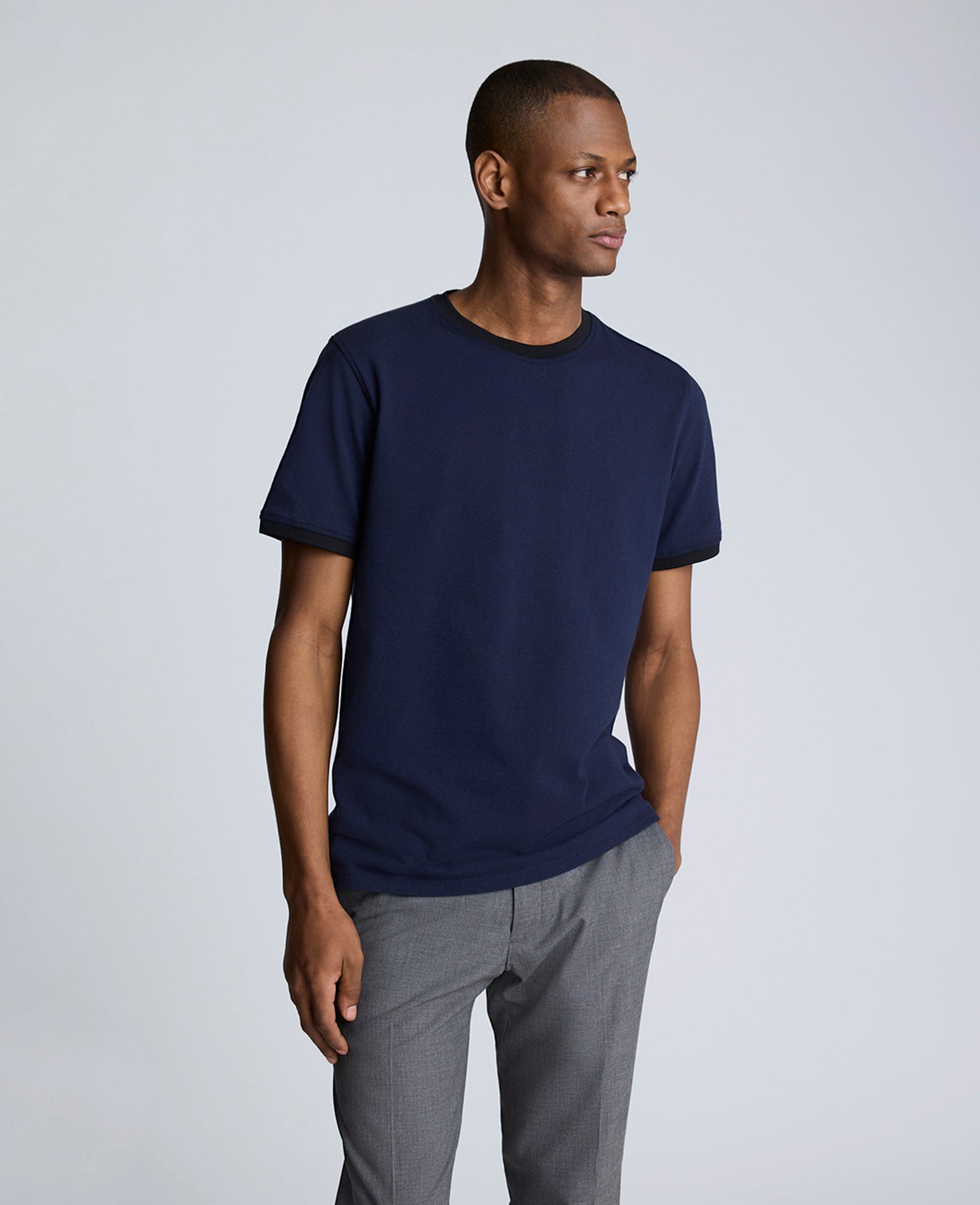 Ribbed Crewneck Tee Navy