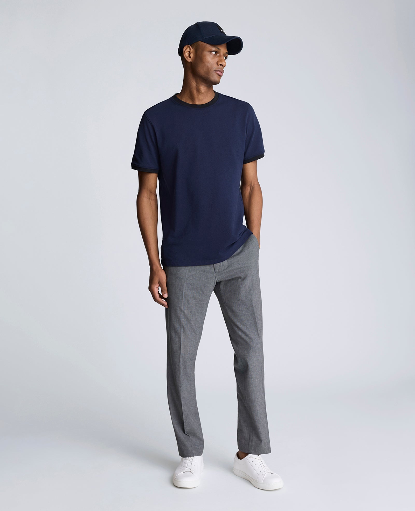 Ribbed Crewneck Tee Navy