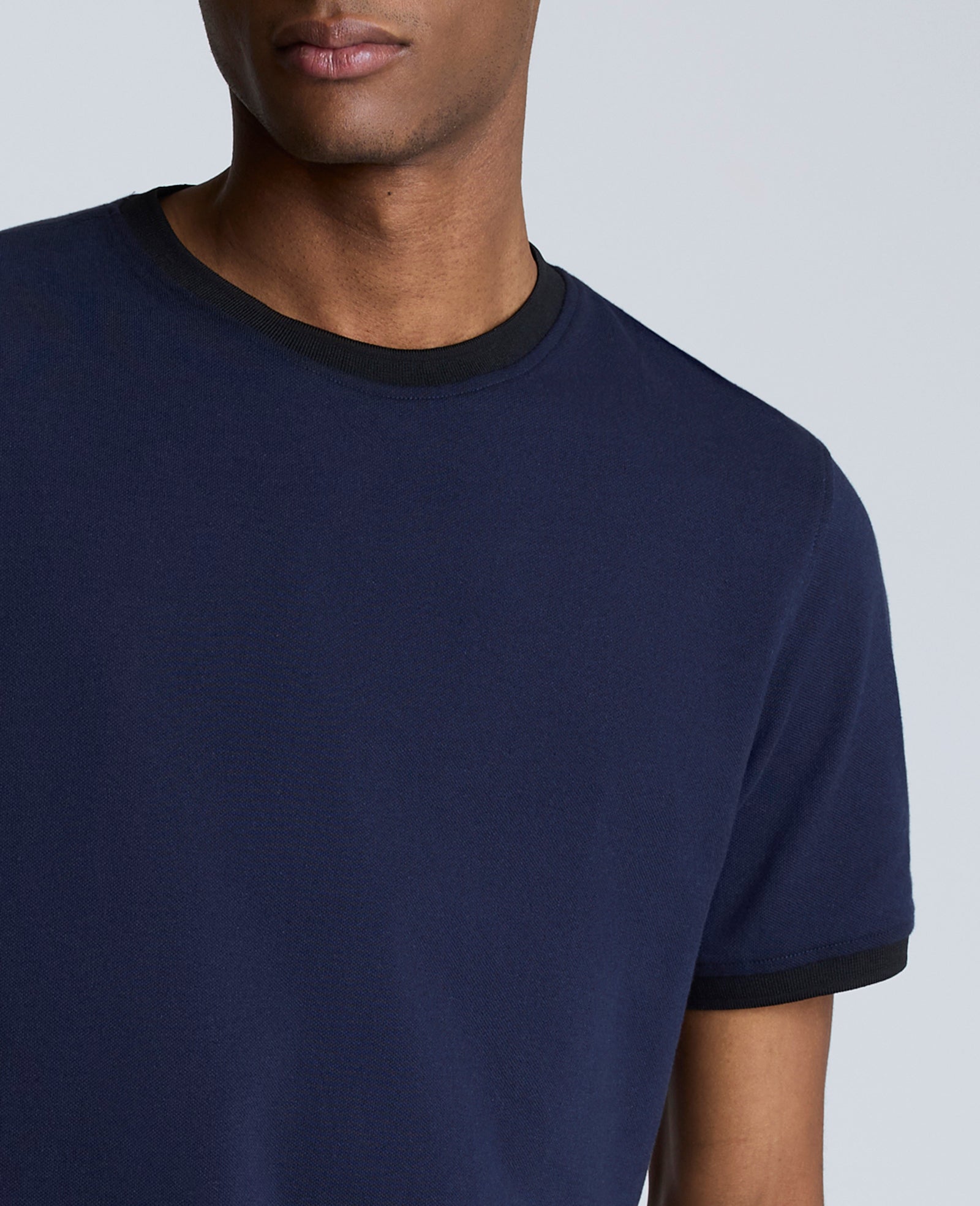 Ribbed Crewneck Tee Navy