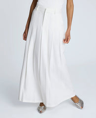 Fly Front Pleated Maxi Skirt Pure White