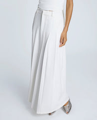 Fly Front Pleated Maxi Skirt Pure White