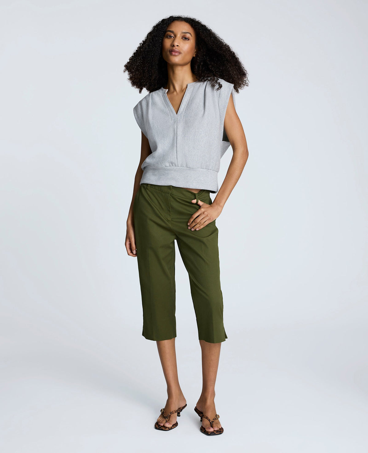 Fly Front Invisible Zip Pedal Pusher Pant Dk Camo Green