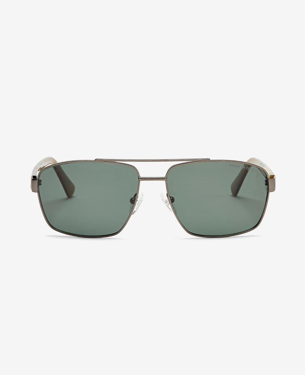 Square Metal Navigator Sunglasses Gunmetal