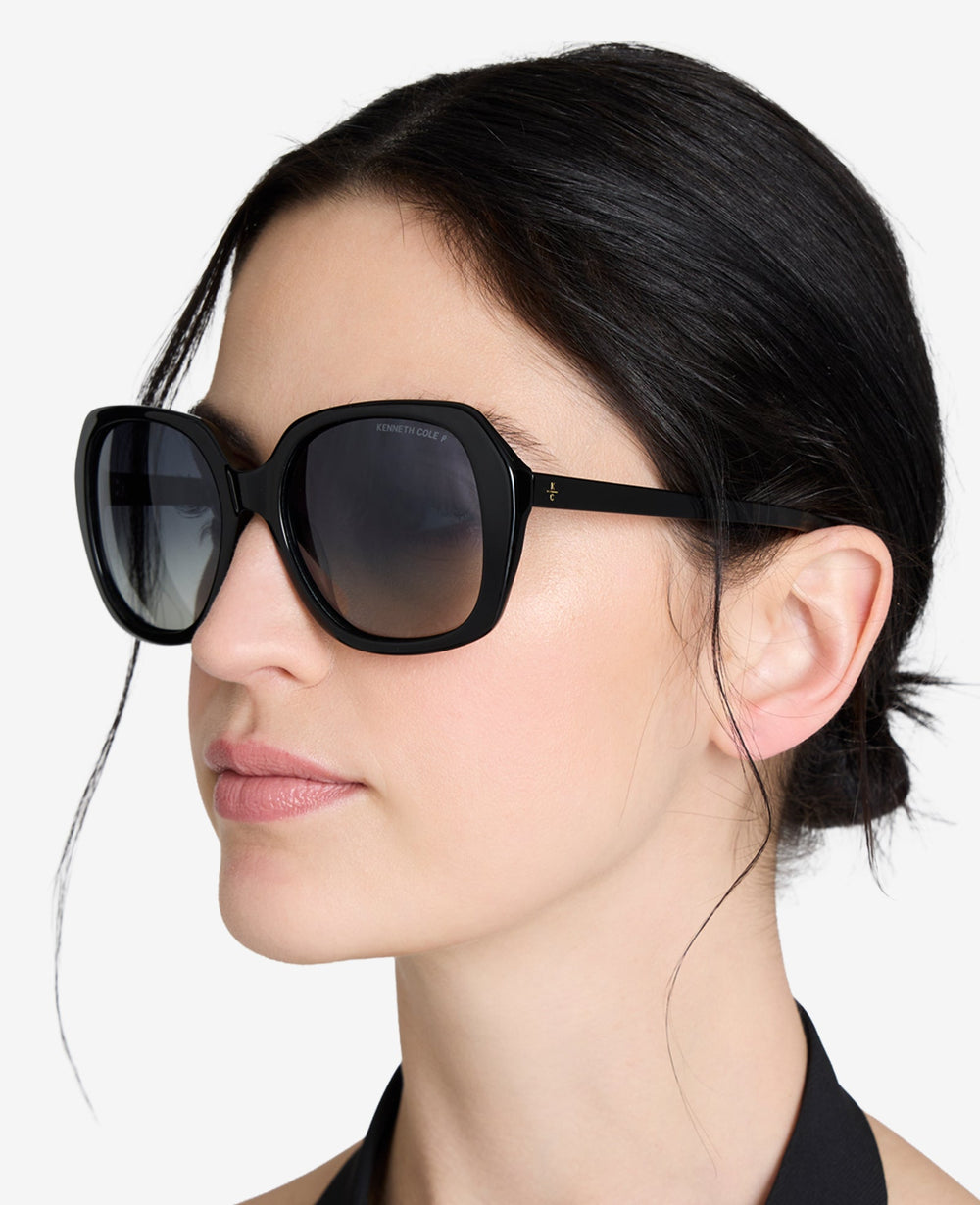 Round Acetate Sunglasses Black