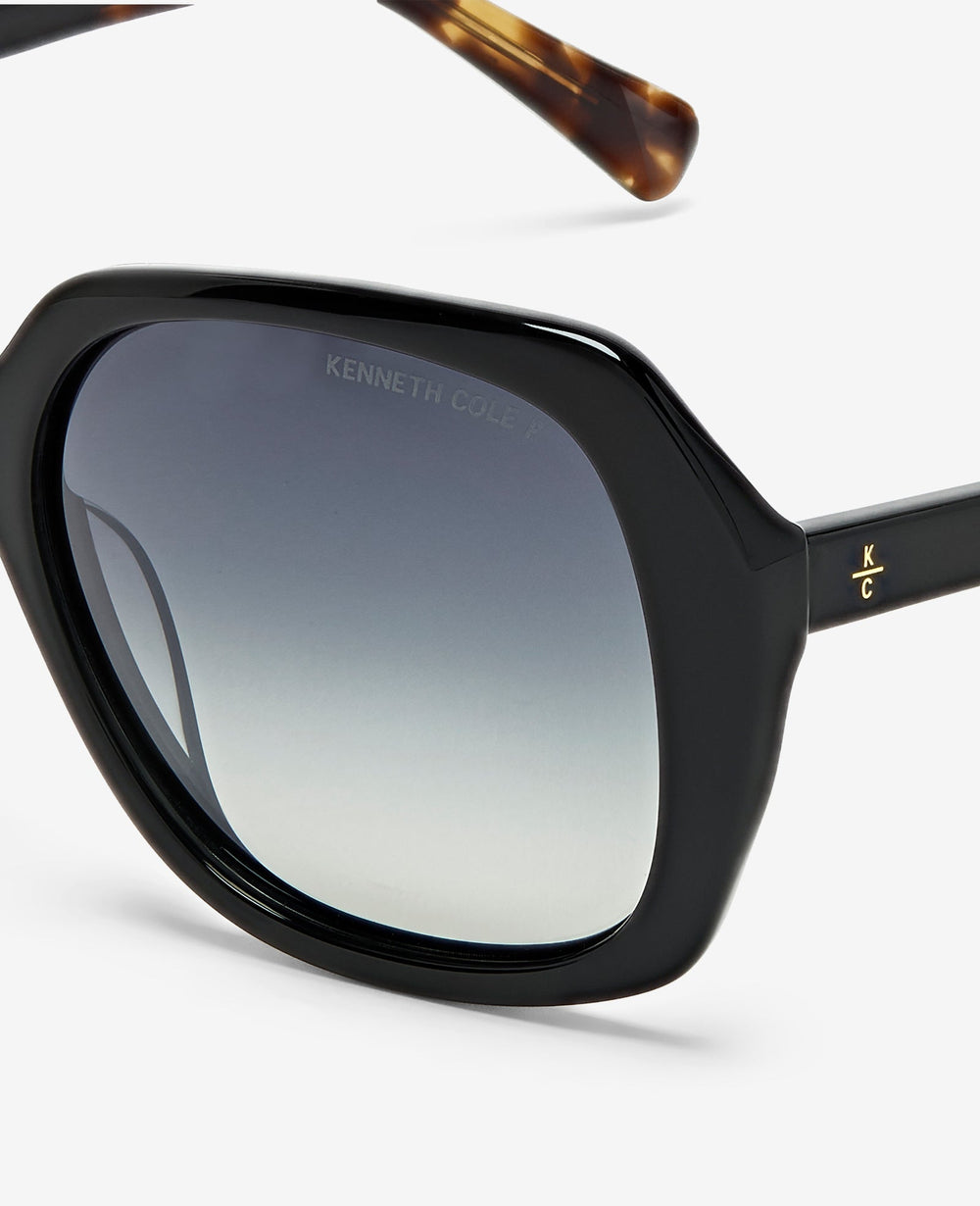 Round Acetate Sunglasses Black