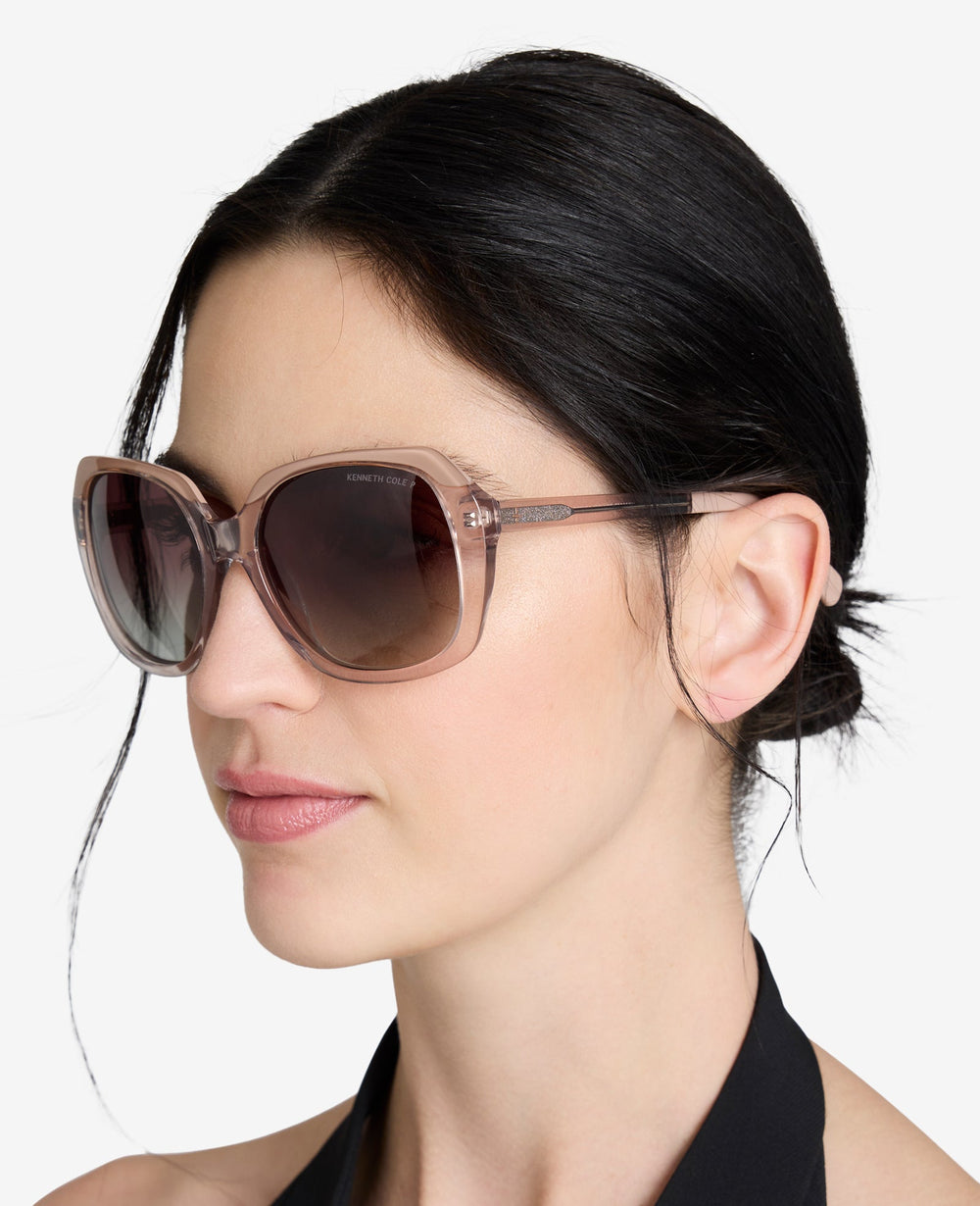 Round Acetate Sunglasses Pink