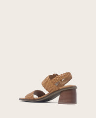 GENTLE SOULS - Madylyn Woven Leather Heel Sandal Tan Leather