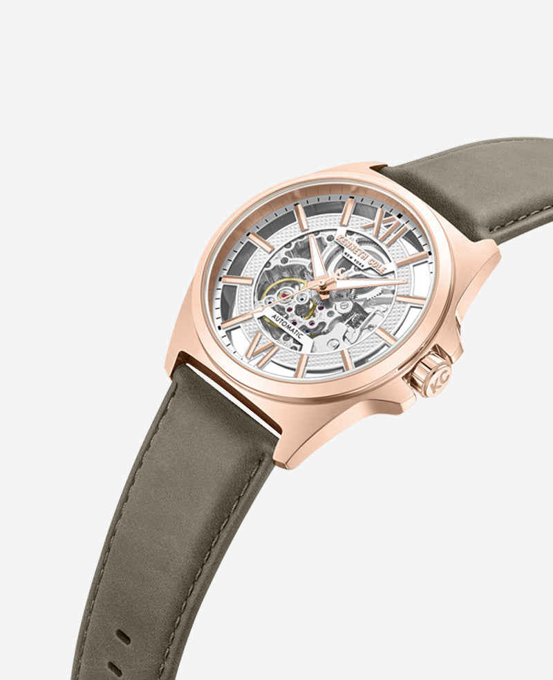 Skeleton Automatic Strap Watch Khaki